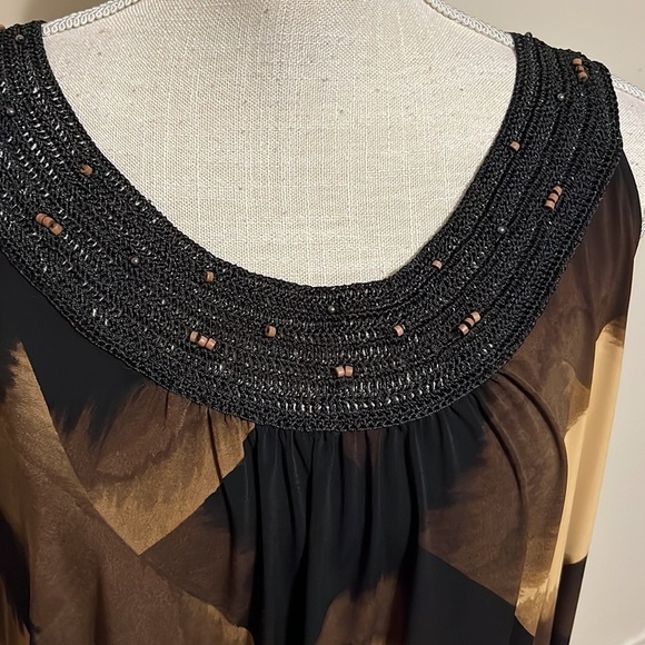 Dana Buckman sleeveless dress, embroidered trim, sz xl - Picture 2 of 6